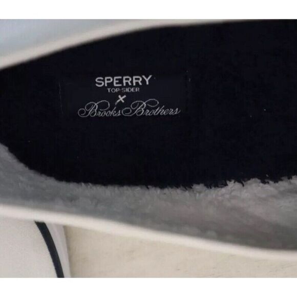Sperry STS24341 Men's Sz 12 White Brooks Brothers Crest Canvas Slip-On Sneakers - Picture 6 of 7